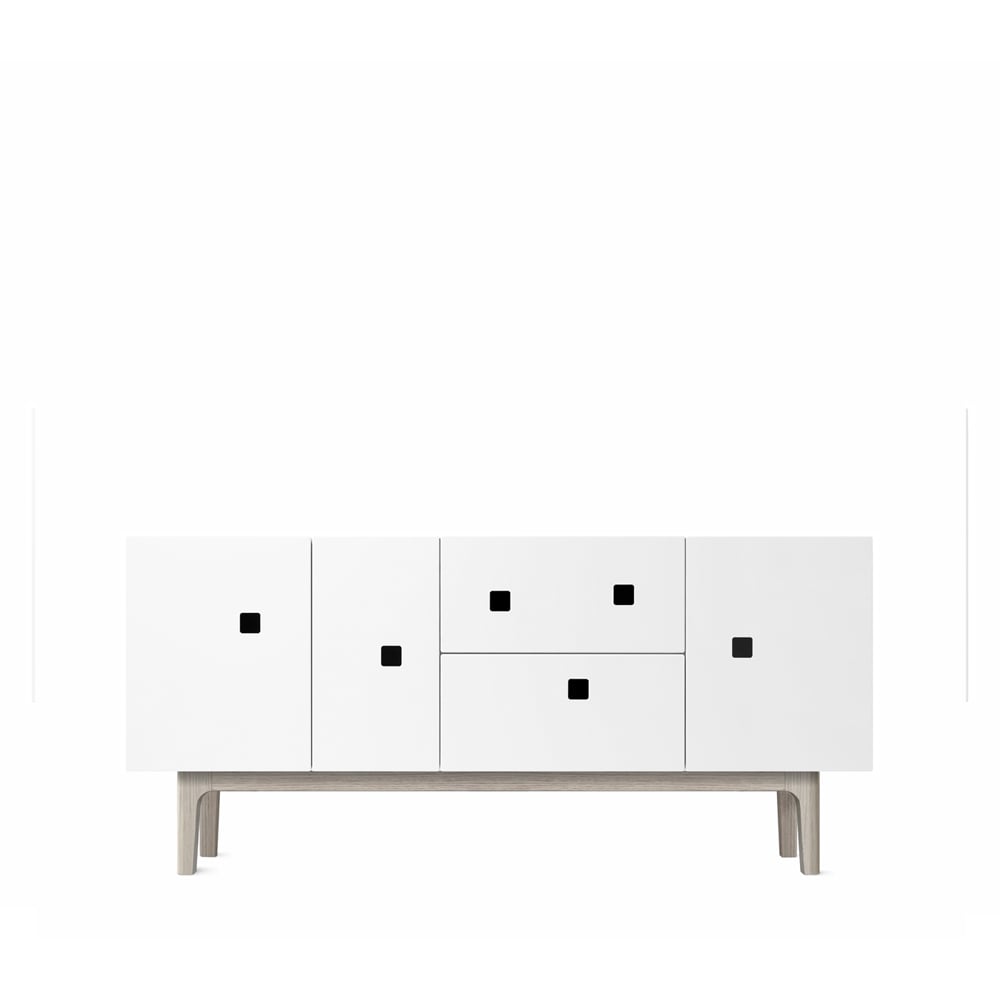 Zweed Peep M2 media bench White. White pigmented oak