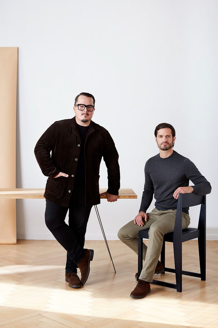 The designers behind the NJRD collections - Oscar Kylberg and Swedish Prince Carl Philip Bernadotte.