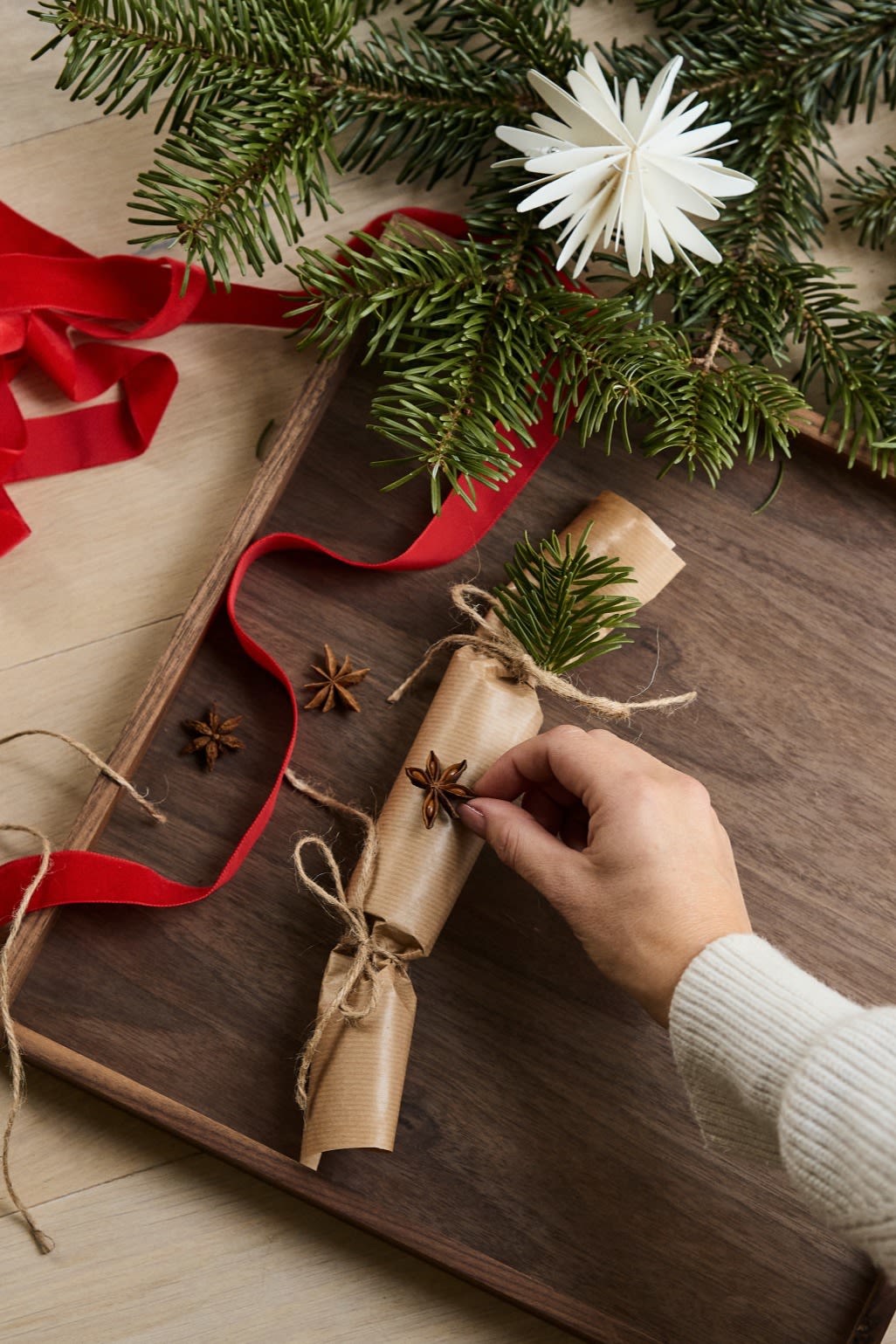 Step 5 in making your own christmas cracker - decorate the outside of the cracker! 