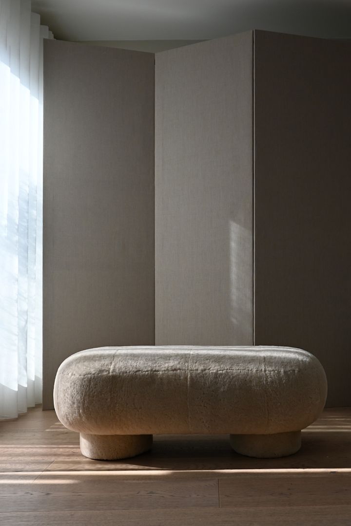 The 101 Copenhagen mohair bench is a chunky and tactile design that is right on target with the Scandinavian interior design trends in 2025.