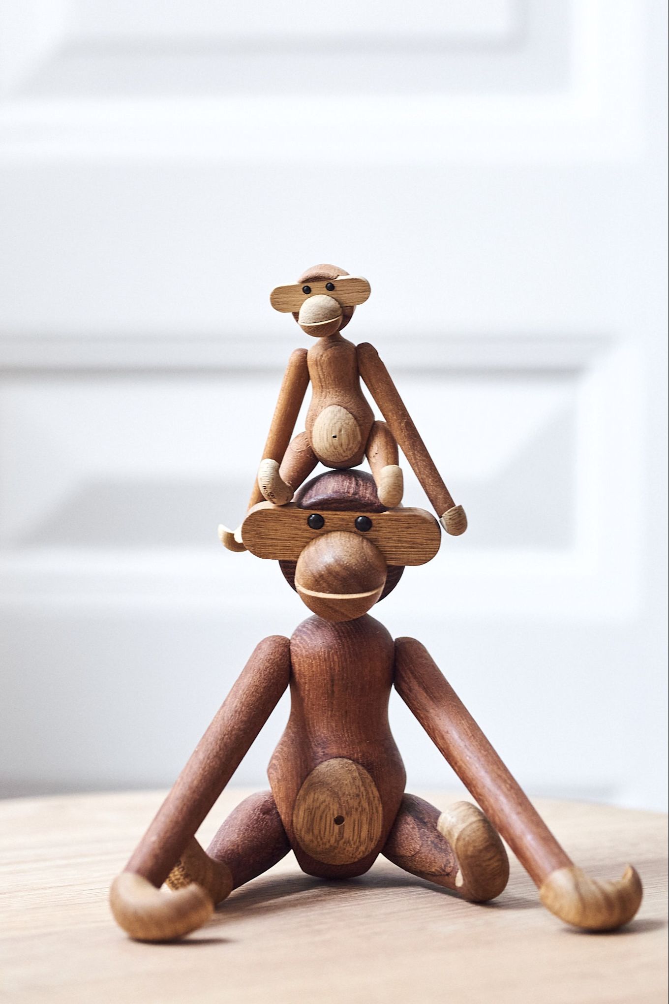 Kay Bojesen wooden monkeys mini and small.