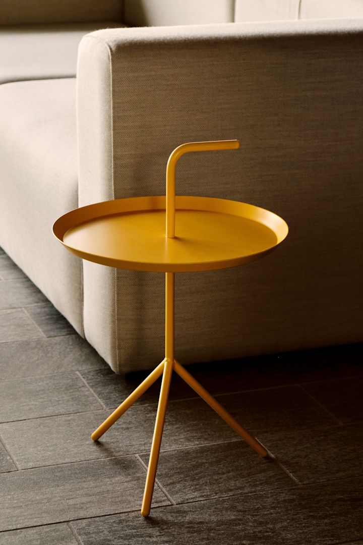 The year's interior colour trends for 2025 still include shades of yellow like the sunshine yellow table from HAY. 