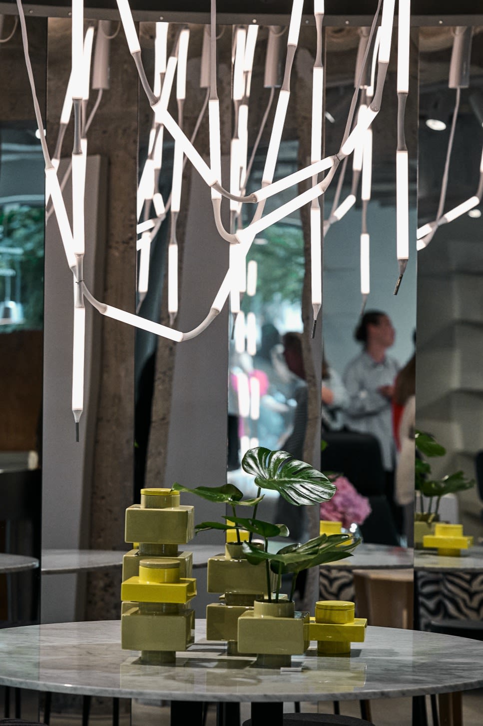 Normann Copenhagen is a must-see on any city tour of Copenhagen for design lovers. Here you see a collection of Deko vases in yellow in their show room. 